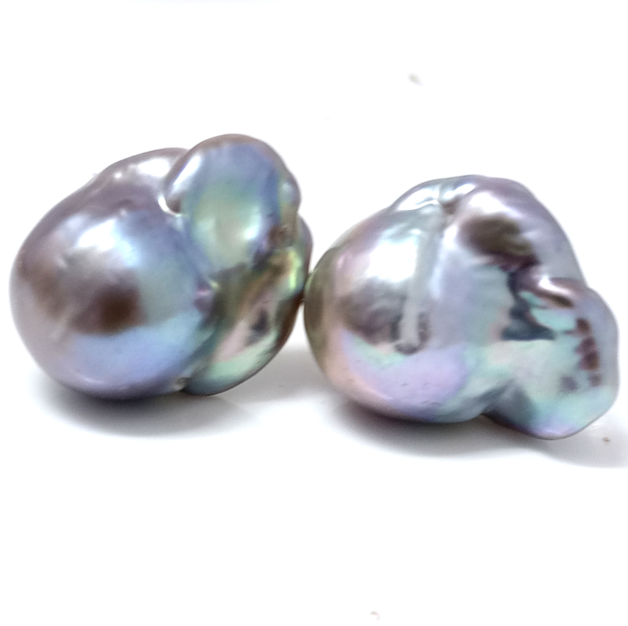 Grey Dramatic Fireballs on Black Silver Hooks Earrings